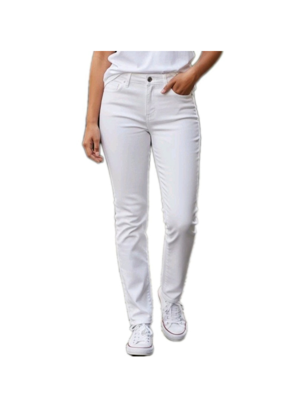 Michael Kors Women's Cream Color Mid-Rise Cotton Elastane Blend Jeans Size 12
